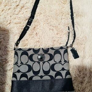 Vintage Coach Black and Gray Crossbody Bag